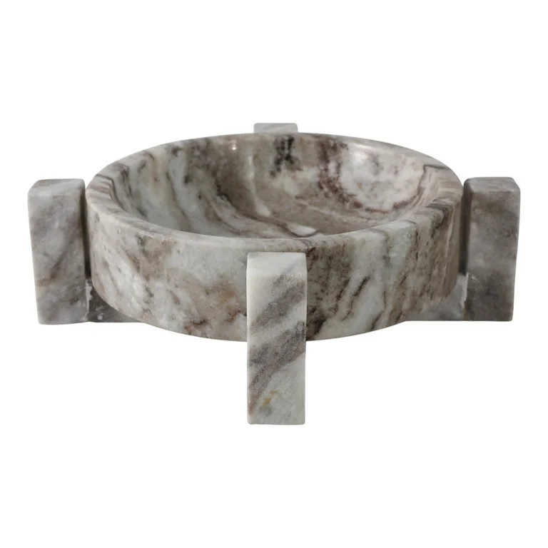 Decorative Marble Bowl with Base for Home Decor - Modern Accent Bowl for Dining Table Display, Ha... | Walmart (US)
