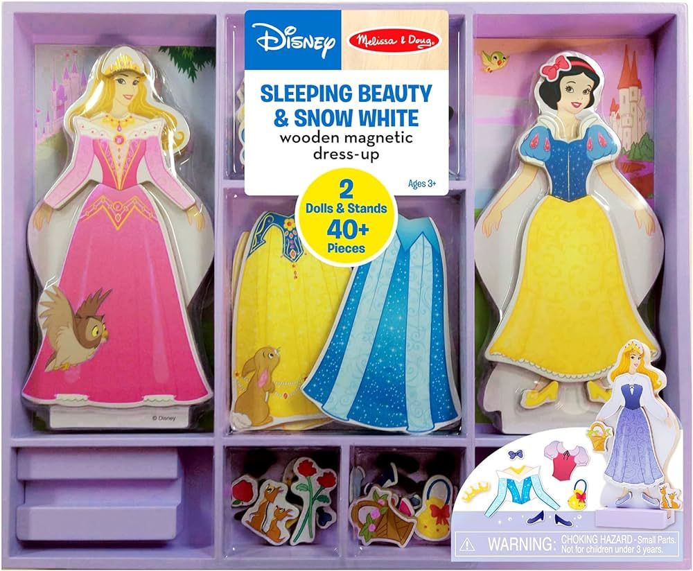 Melissa & Doug Disney Sleeping Beauty and Snow White Magnetic Dress-Up Wooden Doll Pretend Play S... | Amazon (US)