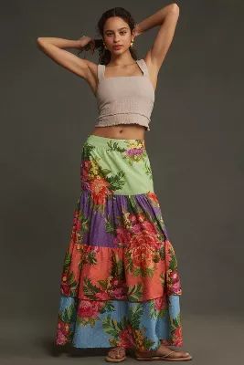 Farm Rio x Anthropologie Tiered Floral Maxi Skirt | Anthropologie (US)