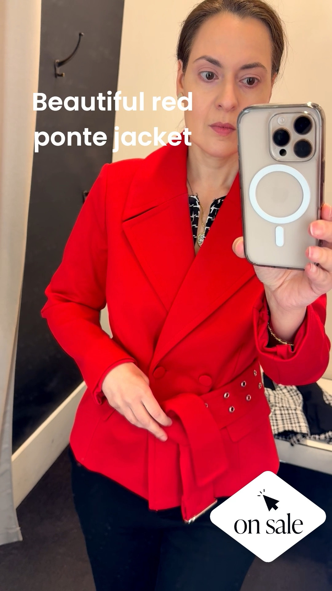 The bright red color of this jacket is so beautiful. You can use it as a jacket or a blazer. It looks stylish and professional for work, but can also be casual paired with jeans. I like it worn unbuttoned without the belt. Wearing the size small. 

#LTKWorkwear #LTKSaleAlert #LTKootd