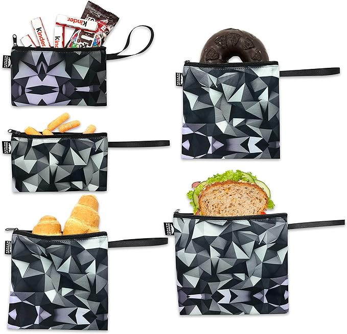 Reusable Sandwich Bag Snack Bags - Value Pack of 5 Dual Layer Lunch Baggies - Dishwasher Safe - E... | Amazon (US)