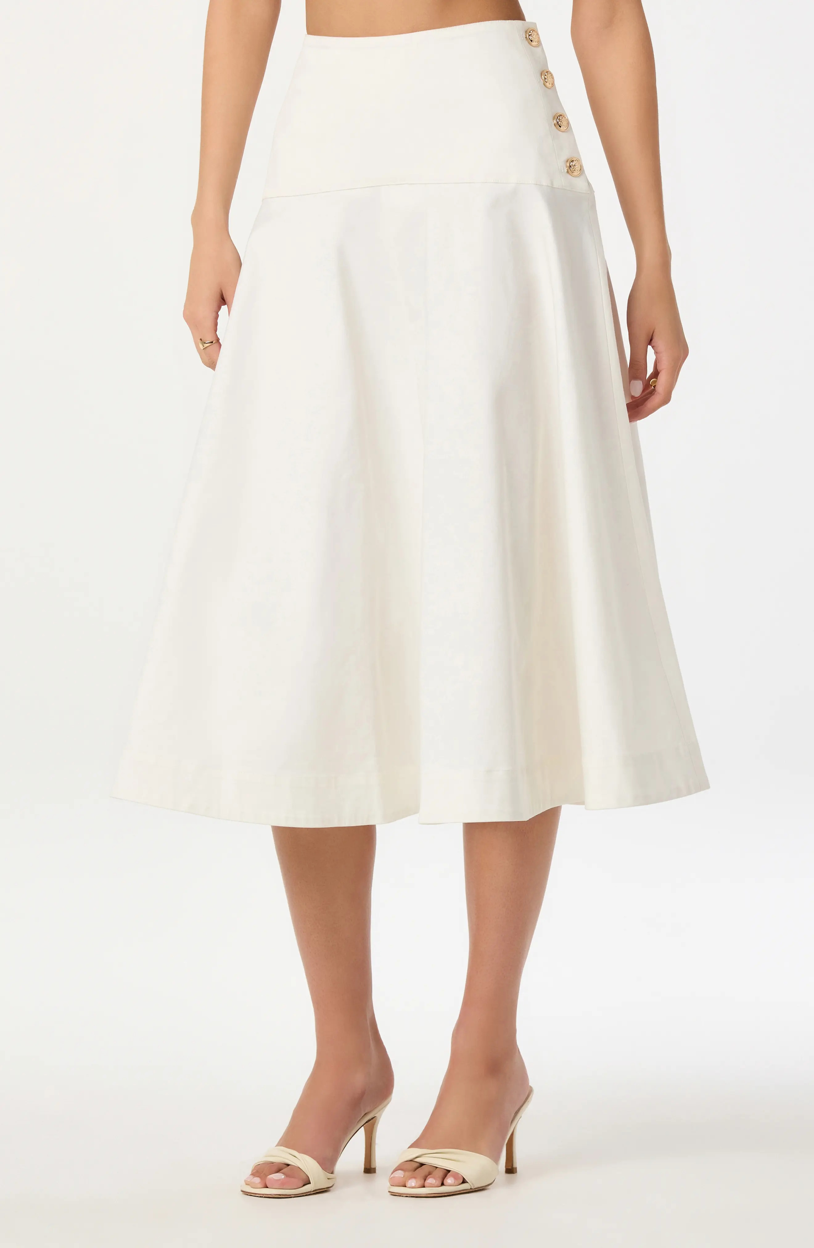 ASTR the Label Drop Waist Stretch Cotton Midi Skirt in Navy at Nordstrom Rack, Size X-Small | Nordstrom Rack