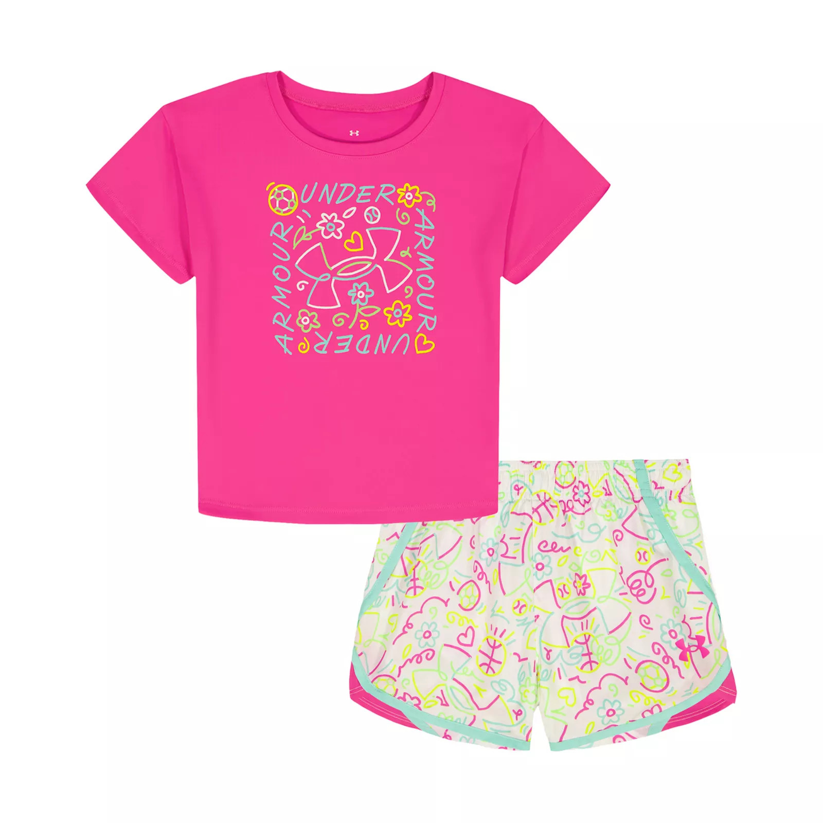 Girls 4-7 Under Armour Printed Shirt and Short Set, Girl's, Size: 6, Pink Rave | Kohl's