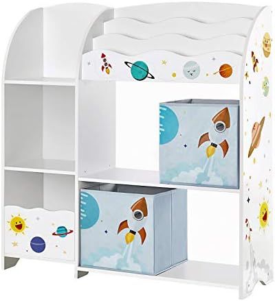 SONGMICS Toy and Book Organiser for Kids, Multi-Functional Storage Unit with 2 Storage Boxes, Hig... | Amazon (UK)