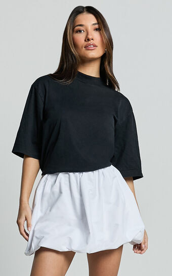 Abbey Mini Skirt - Bubble Hem Skirt in White | Showpo (US, UK & Europe)