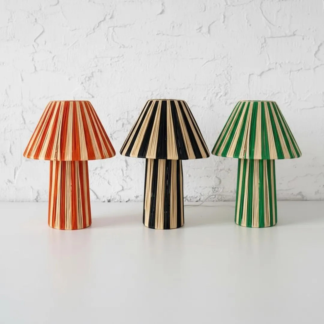 Handwoven Moroccan Raffia Table Lamp: Natural Woven Lighting - Etsy | Etsy (US)