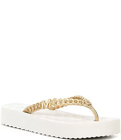 Michael Kors Zaza Chunky Chain Logo Platform Flip Flops - 10 | Dillard's