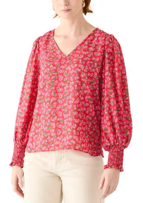 CeCe Women's Floral Heart Print Blouse, Pink, Medium | Belk
