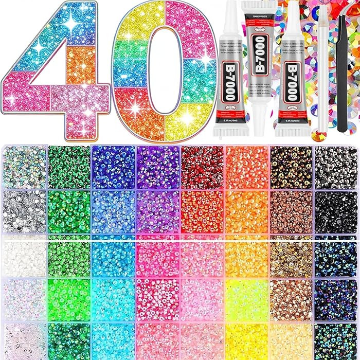 Bedazzling Kit 3mm Flatback Rhinestones\uff0c40 Colors Jelly Resin Gems for Nail Rhinestones, Sho... | Amazon (US)