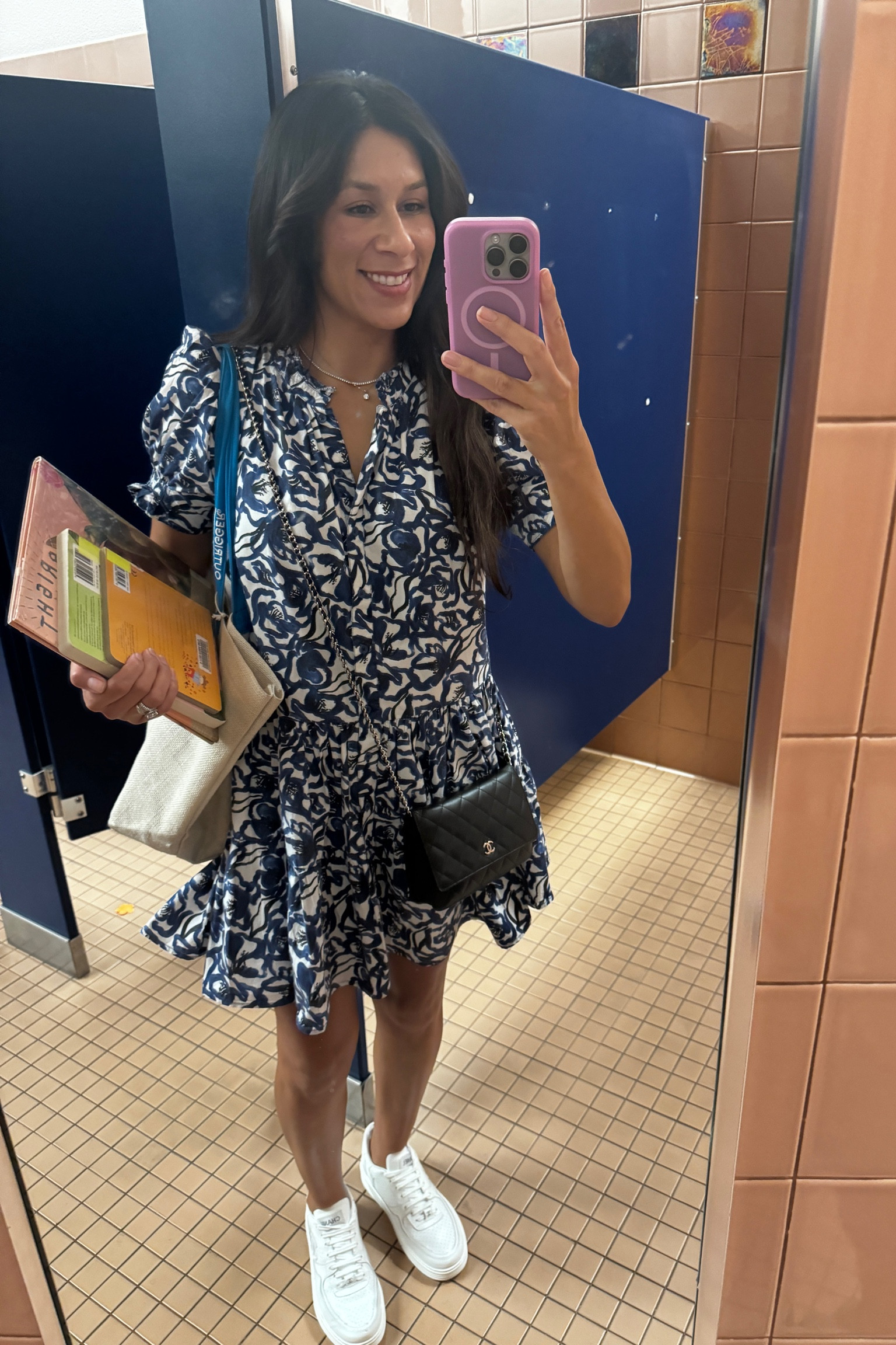 Bathroom selfie. At the library. Lol!! But I liked my outfit and felt like a cool mom. So here it is. Casual dress with comfortable chic shoes  

#LTKSeasonal #LTKStyleTip #LTKWorkwear