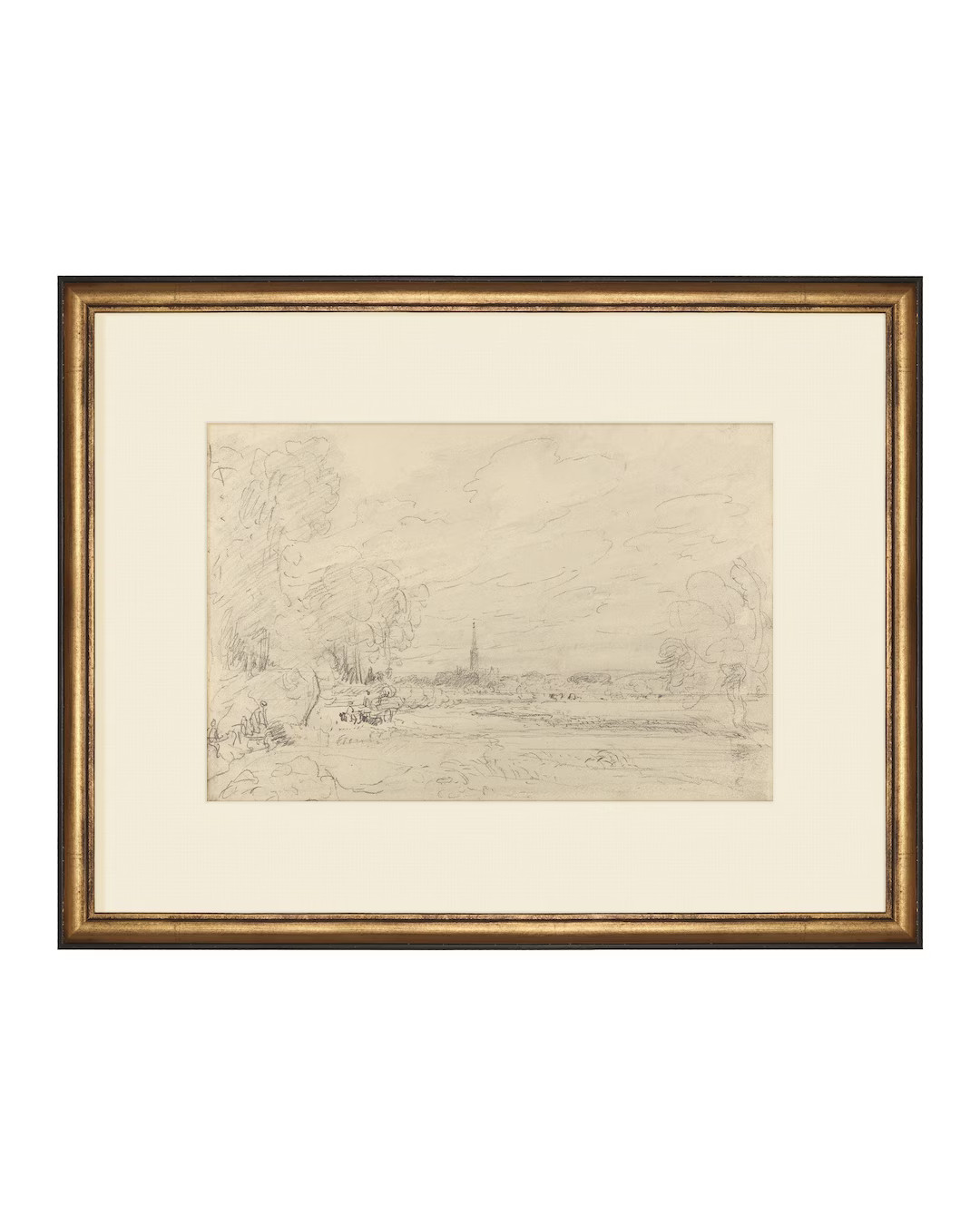 FRAMED Promenade Drawing III. Antique Landscape Framed Prints. Landscape Sketches Black and White... | Etsy (US)