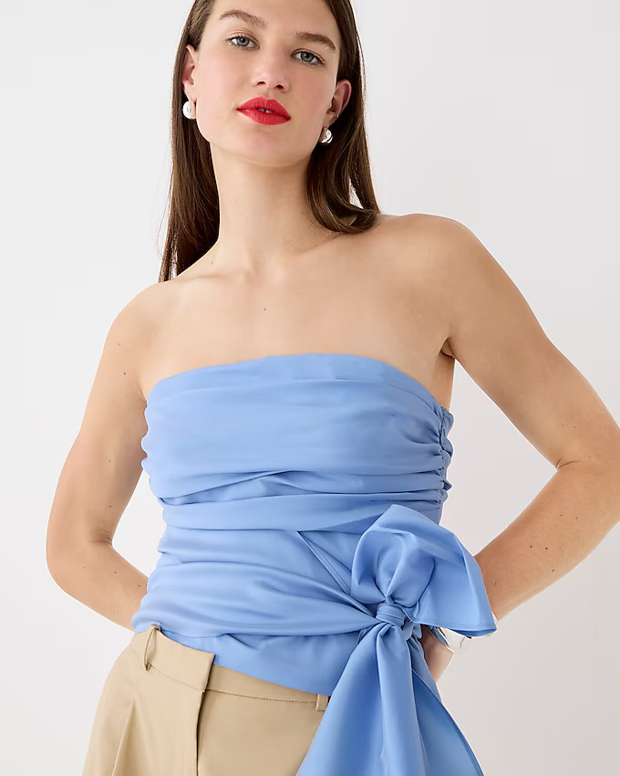 Collection taffeta ruched strapless top with bow | J. Crew US