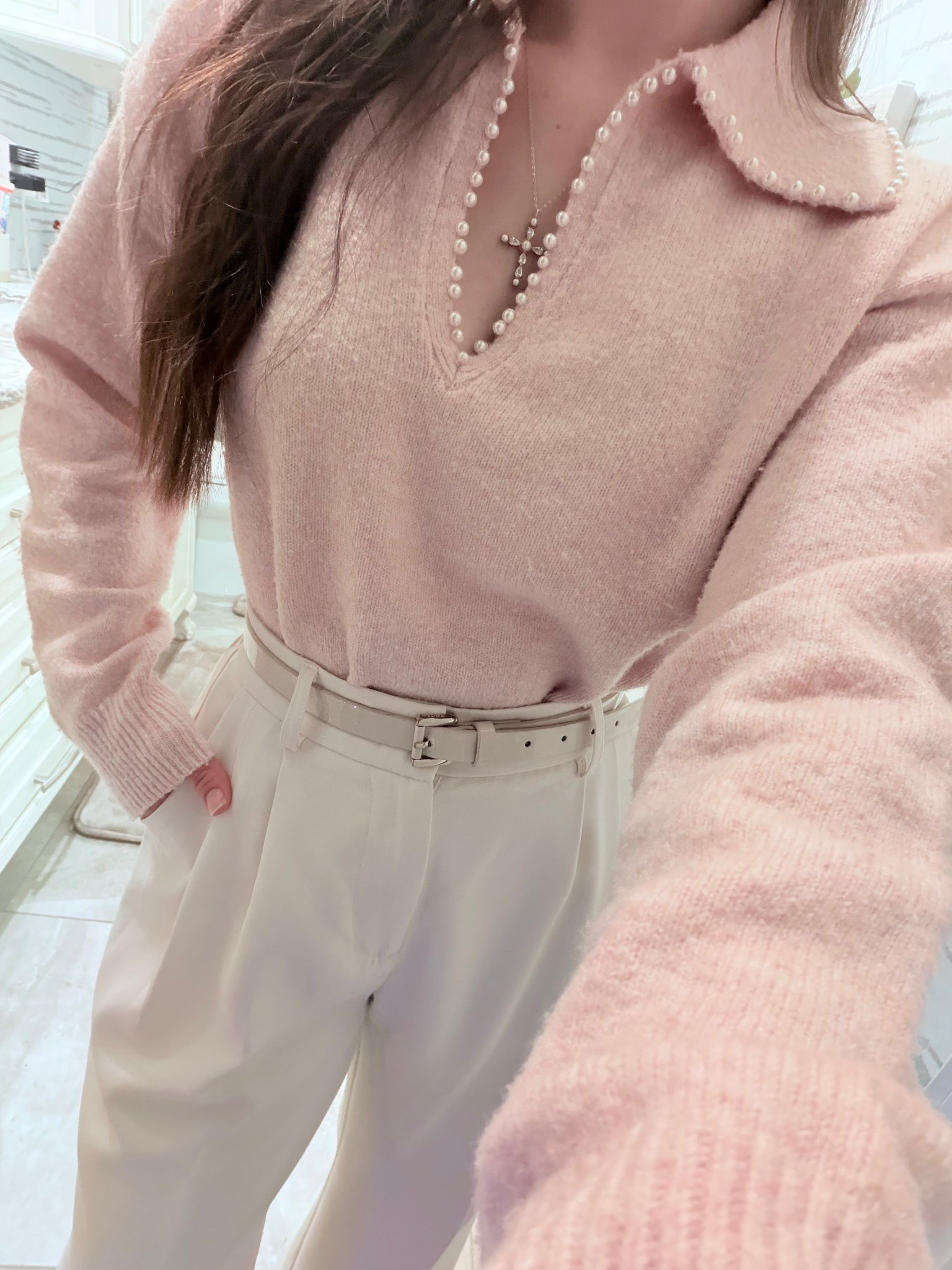 Work outfit of the day! Pink polo sweater, work pants, and brown ankle boots. 

winter outfits / winter fashion 2025 / winter outfits 2025 /cold winter outfits women / winter outfit inspo / winter outfit ideas / winter outfit inspirations / cute winter outfits / casual winter outfits / winter fashion 2025 / winter fashion trends / womens winter fashion / edgy winter fashion / early winter outfits / winter transition / Neutral fashion / neutral outfit / Clean girl aesthetic / clean girl outfit / Pinterest aesthetic / Pinterest outfit / that girl outfit / that girl aesthetic / winter outfits amazon / amazon winter outfits / winter fashion amazon / winter fashion 2025 amazon / amazon christmas finds / winter amazon finds / amazon womens winter  fashion / amazon winter/ amazon home decor / amazon finds / bow / girly finds / pink christmas / traditional #LTKWinter #winterwonderland 

#LTKootd #LTKFindsUnder100 #LTKWorkwear