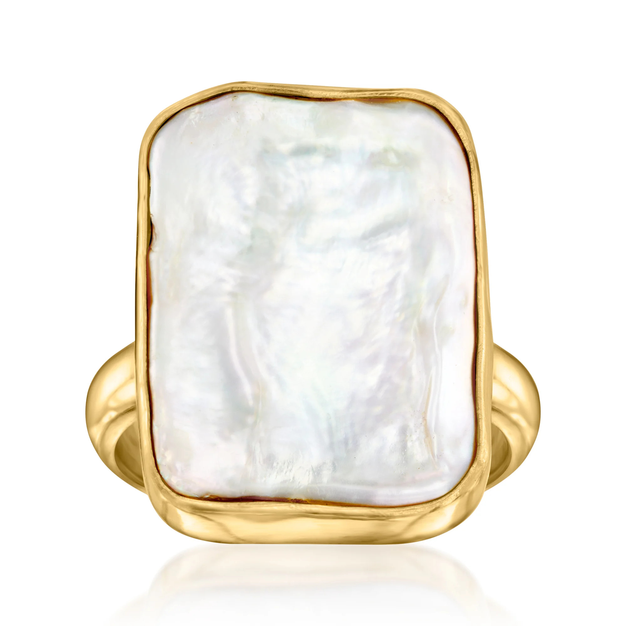 14x18mm Cultured Pearl Ring in 18kt Gold Over Sterling | Ross-Simons