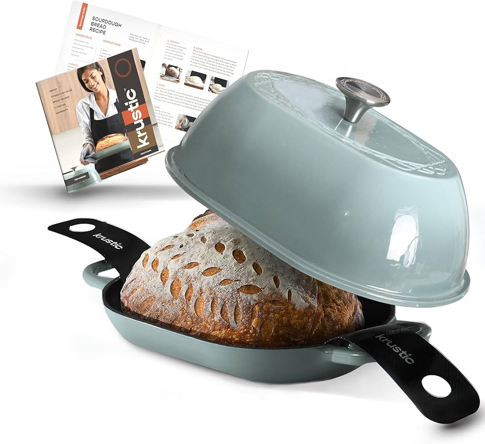 Enameled Cast Iron Dutch Oven for Professional Sourdough Bread Baking | 5.5 Quart Loaf Size Oval ... | Amazon (US)