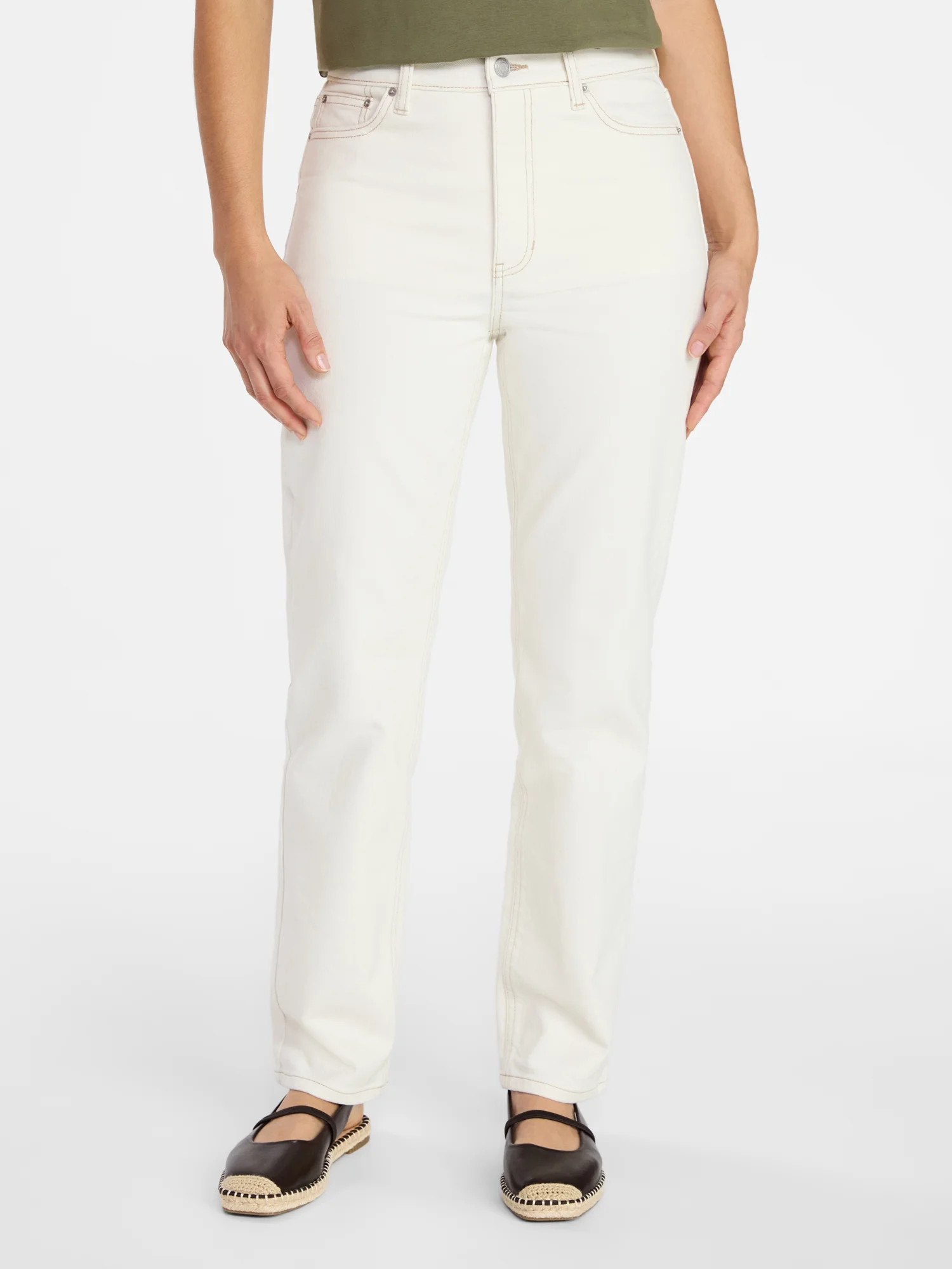 Time and Tru Women's High Rise Straight Leg Jeans, 30" Inseam, Sizes 0-22, 0S-22S | Walmart (US)