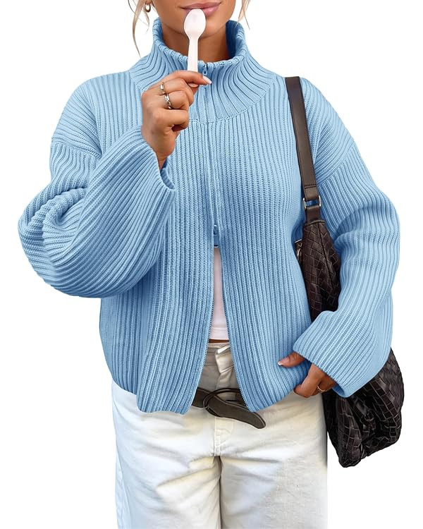 Long Sleeve, Drop Shoulder, Slouchy, Standing Collar,Fall Fashion, Winter Coat Trendy | Amazon (US)