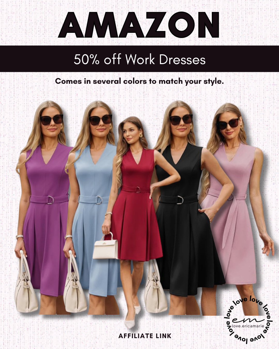Upgrade your work wardrobe with these stylish work dresses, now 50% off. Perfect for building an effortless office-ready look, these versatile dresses come in a variety of colors and styles to suit any professional setting. Whether you're heading to the office, meetings, or business events, these flattering work dresses make it easy to stay polished and comfortable all day. Don’t miss these must-have women’s workwear essentials while they’re on sale. 

 #LTKootd #LTKSaleAlert #LTKWorkwear