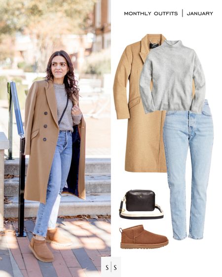Monthly outfit planner : JANUARY looks | #skinnyjean #straightjean #sweater #camelcoat #uggboot #casualstyle #winteroutfit | See entire calendar on thesarahstories.com ✨

#LTKstyletip