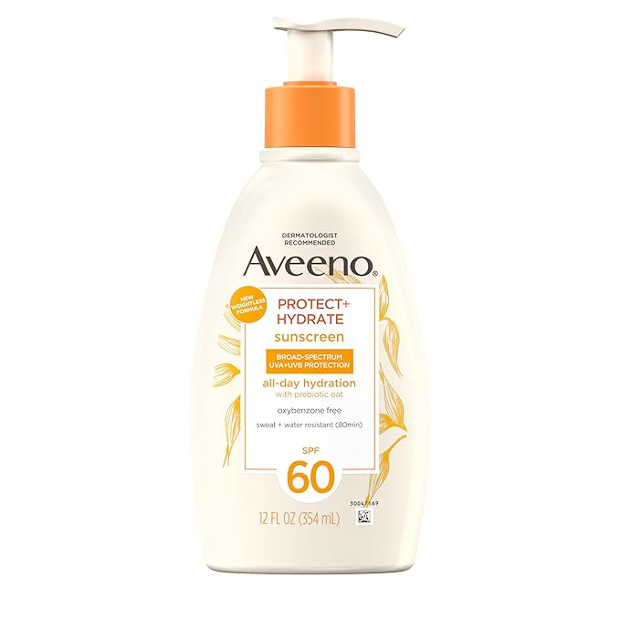 Aveeno Protect + Hydrate Sunscreen Moisturizing Body Lotion with Broad Spectrum SPF 60 and Prebio... | Amazon (US)