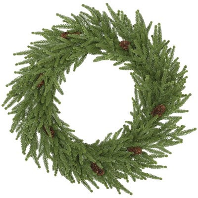 HOMCOM Christmas Wreath, Artificial Norfolk Pine Wreath with Pine Cones and Realistic Branches fo... | Target