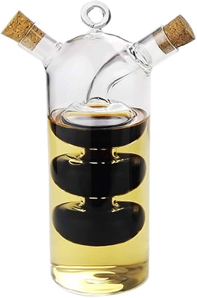 Olive Oil and Vinegar Dispenser Cruet Bottles, 2 in 1 Transparent Dual Glass for Kitchen Cooking ... | Amazon (US)