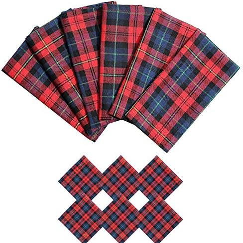 6 Plaid Tartan Oversized Napkins (17x17 Inches) for Everyday Place Settings, Rustic Farmhouse Dec... | Amazon (US)