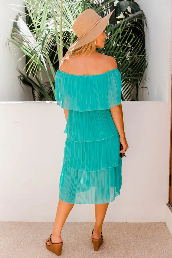 Pleat And Thank You Midi Teal | The Pink Lily Boutique
