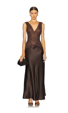 Ronny Kobo Naila Dress in Chocolate Brown from Revolve.com | Revolve Clothing (Global)