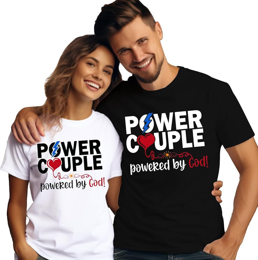 Christian Couples Matching Shirt Power Couple Tee Tops Valentines Day T-Shirt | Amazon (US)