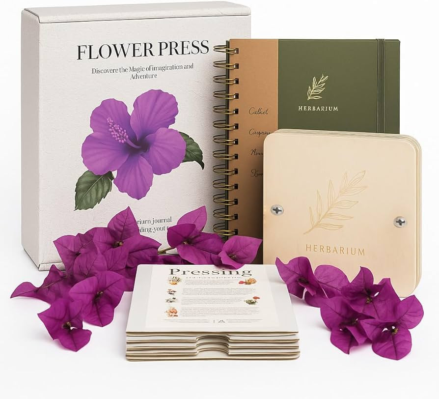 WOKK Flower Press with Herbarium Journal | Flower Preservation Kit, Leaf Press Kit for Making Car... | Amazon (US)