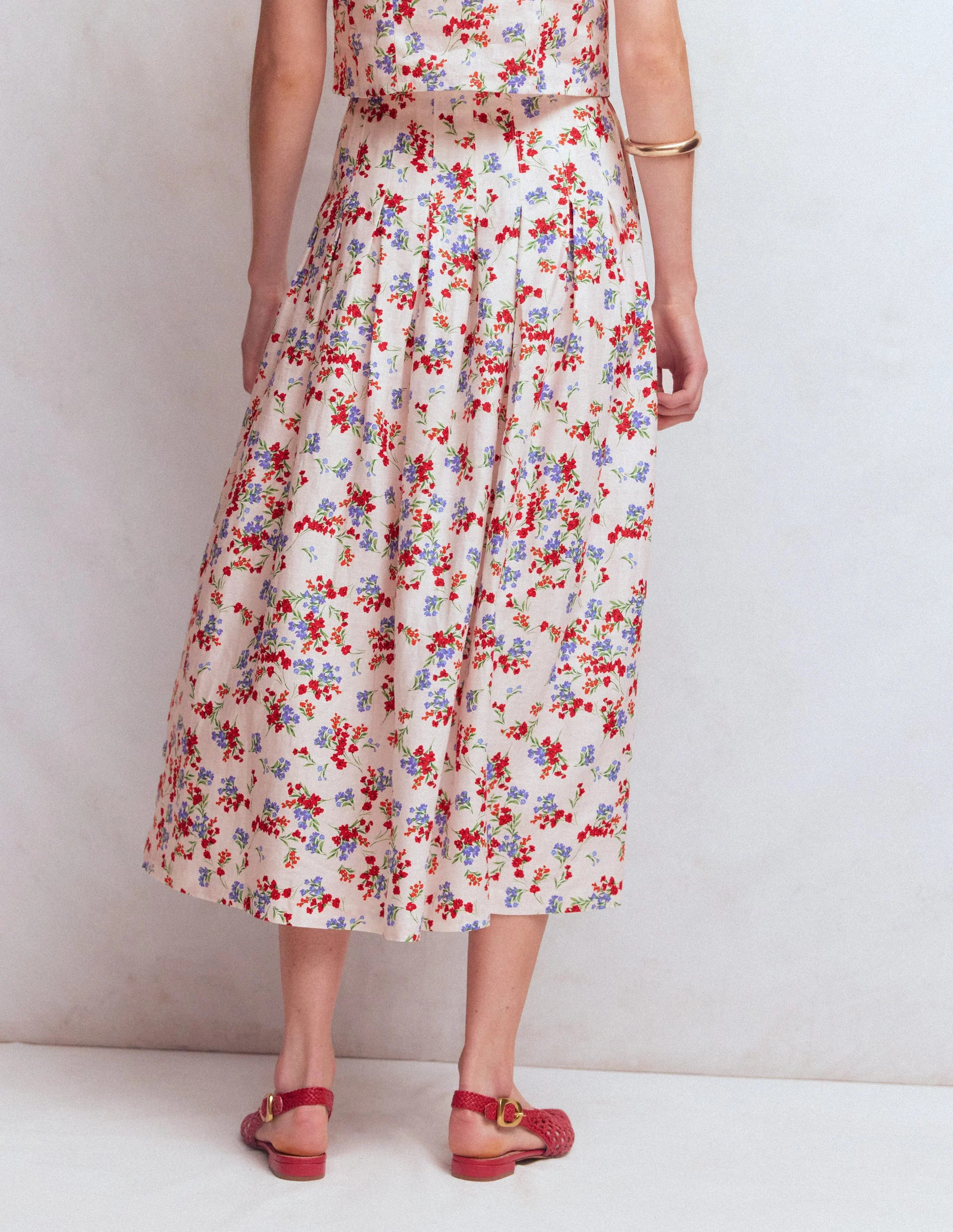 Valentina Linen Skirt-Ivory, Bloom Scatter | Boden (US)