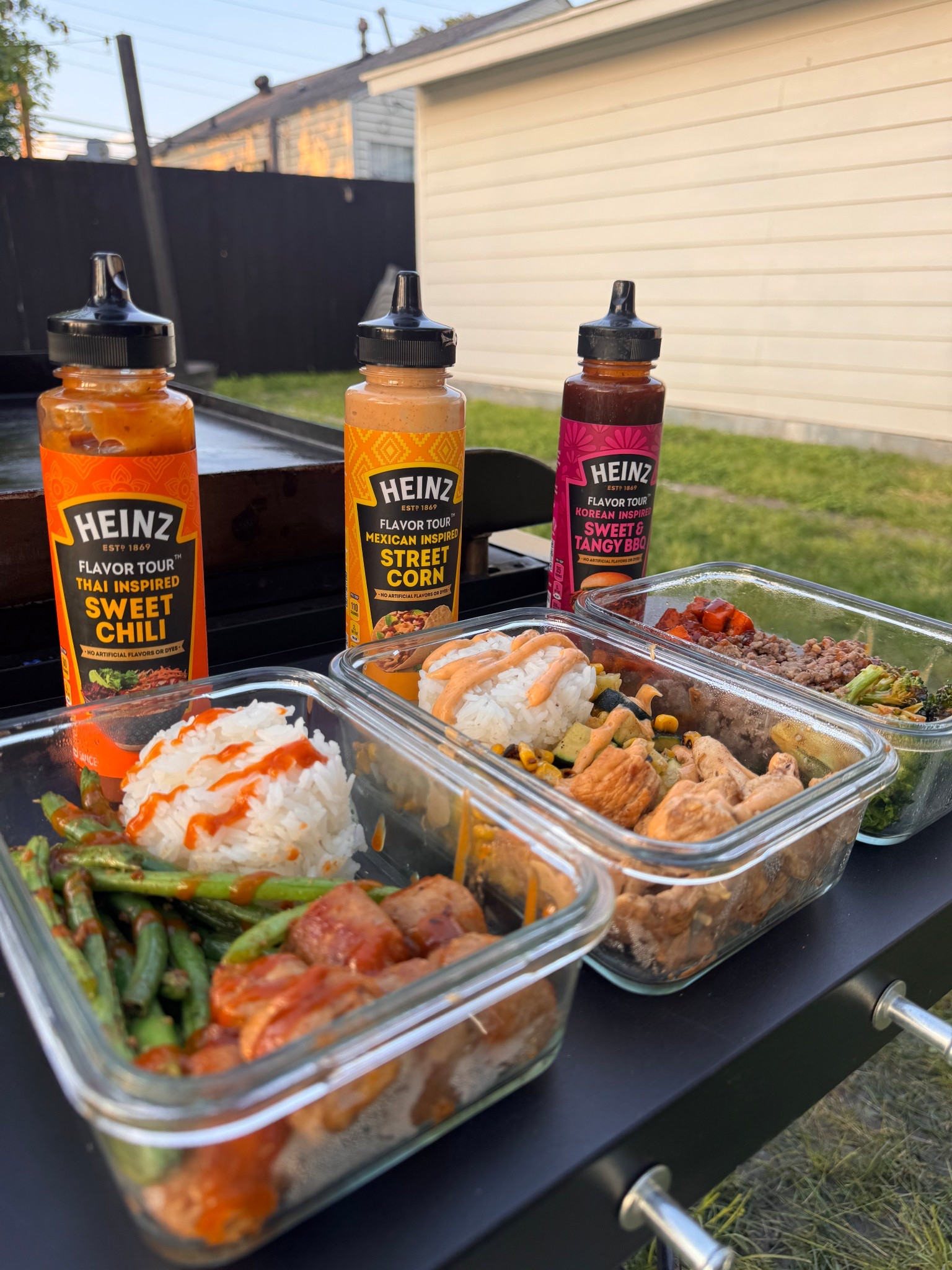 #ad Flavor-packed meal prep made easy.
I used the new @heinz Flavor Tour sauces to take these three meals to the next level—bold, global-inspired, and so versatile. Grab them now at @Target!

Shop my prep! 
#ad #FlavorTour #HeinzFlavorTour #TargetPartner #Target
