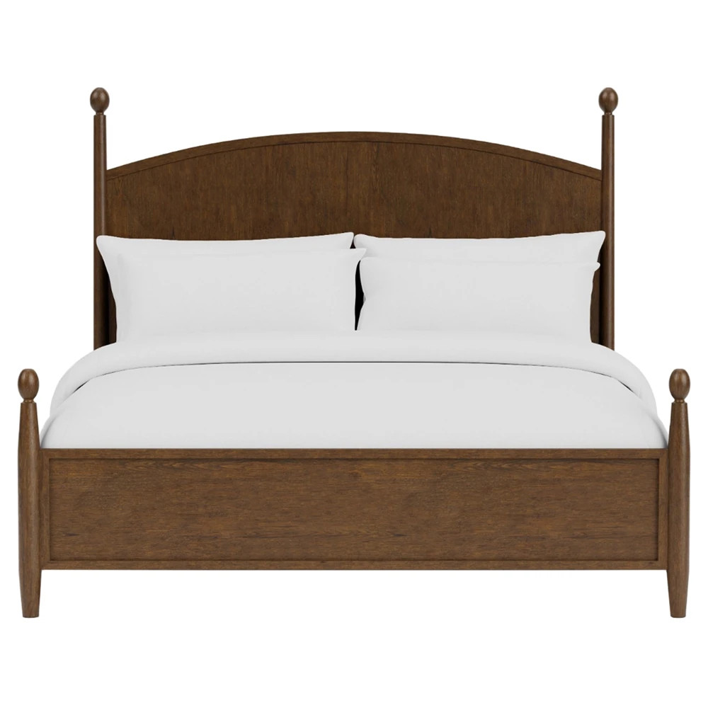 Hearth Updated Traditional Brown Wood Bed - King | Kathy Kuo Home