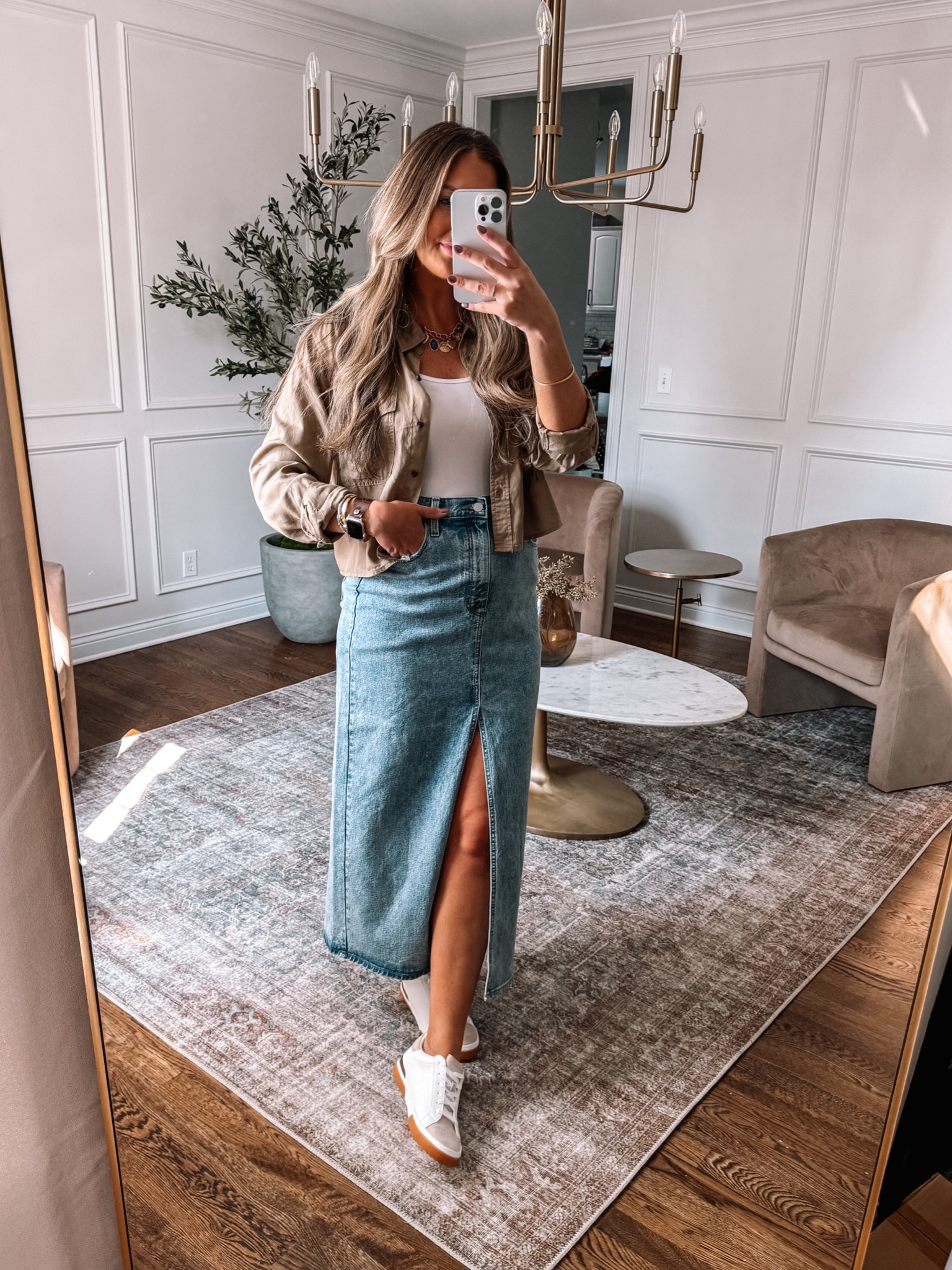 Target Fall outfit idea denim maxi skirt and the cutest cropped button up! Also my favorite sneakers come in a new color option for fall! 

I’m wearing a size 10 in the bottoms and medium in tops! 

#falloufits #targethaul #postpartum
#LTKFindsUnder50 #LTKFallSale #LTKSeasonal 
#LTKFallSale #LTKVideo #LTKStyleTip