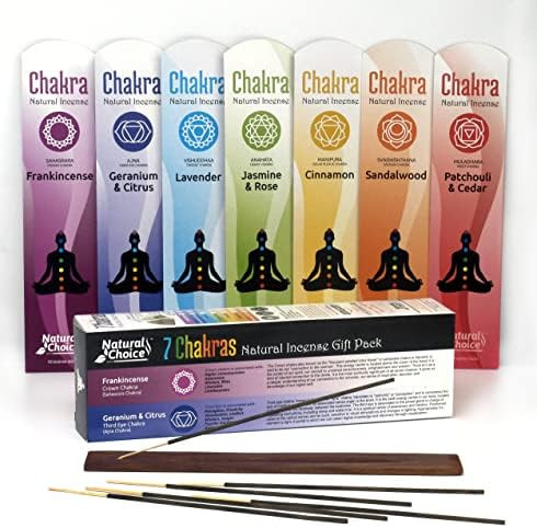 Natural Choice Incense 7 Chakra Incense Gift Pack with Incense Burner Total 70 Incense Sticks Sandal | Amazon (US)