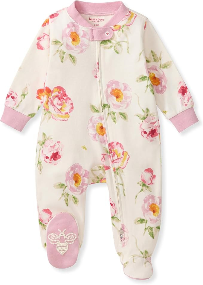 Burt's Bees Baby Girls' Organic Cotton, Sleep and Play Footed Pajamas | Amazon (US)