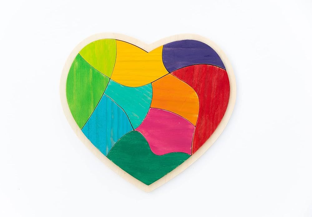 THE FRECKLED FROG Heart Full of Colors Puzzle - 10 Pieces - Wooden Puzzle for 1+ Year Old - Fill ... | Amazon (US)