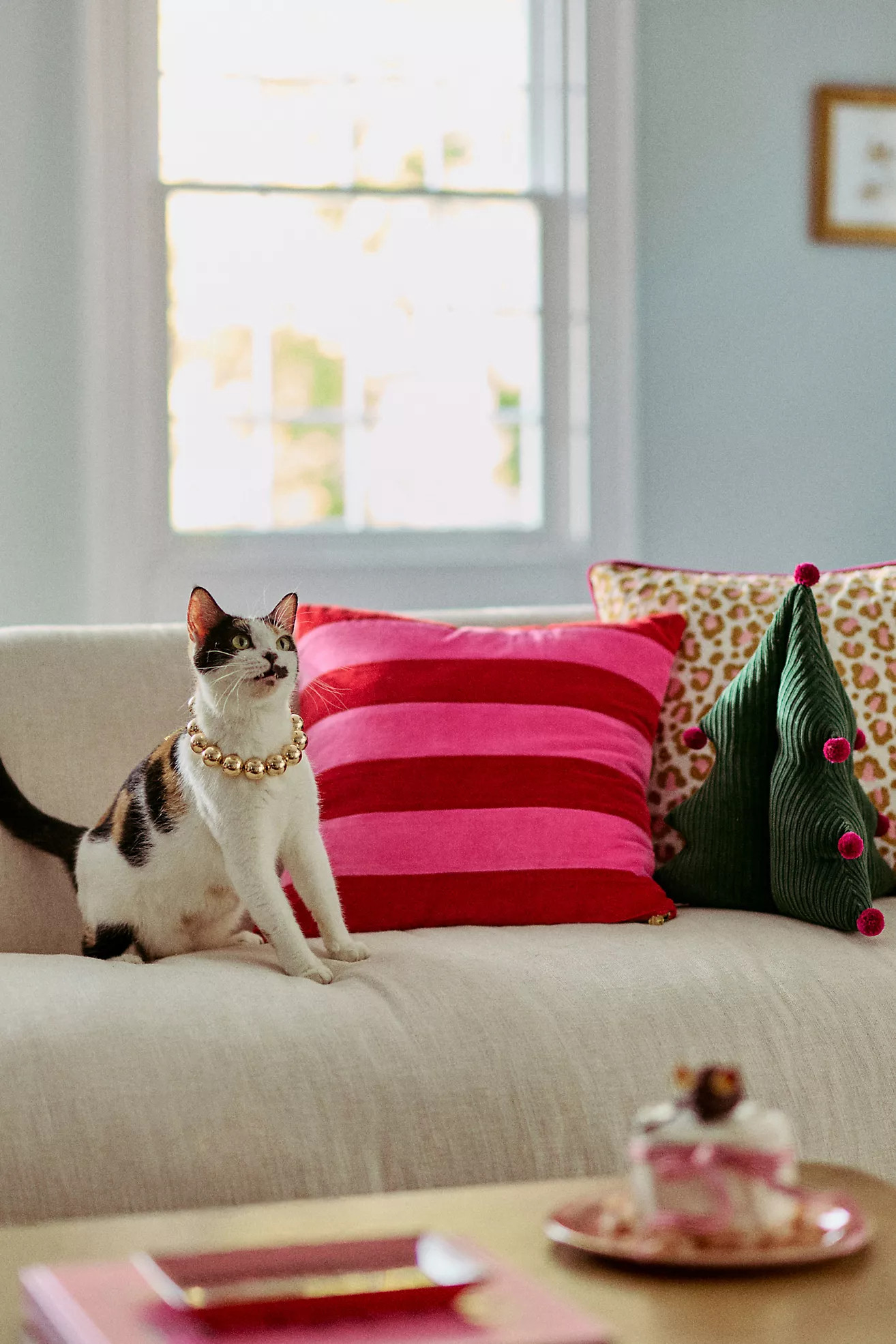 Andie Striped Cotton Velvet Pillow | Anthropologie (US)