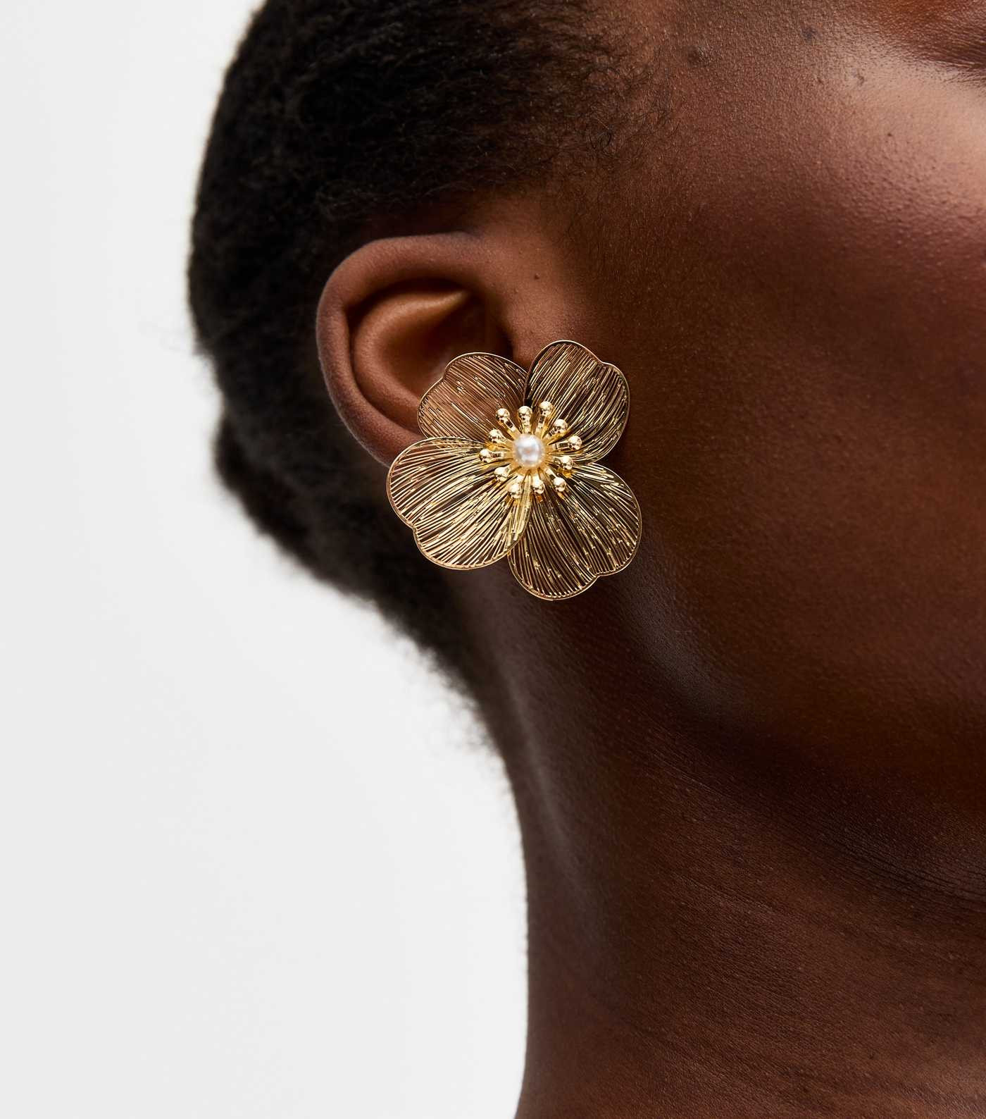 Gold Tone Statement Flower Stud Earrings | New Look | New Look (UK)