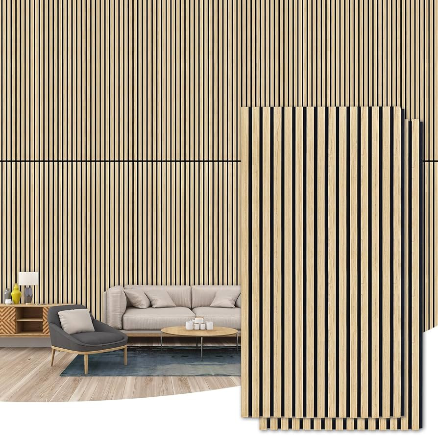 2 Pack Wood Wall Panels, 47.2” x 23.6" Wood Slat Wall Panel for Wall and Ceiling, 3D Fluted Wal... | Amazon (US)