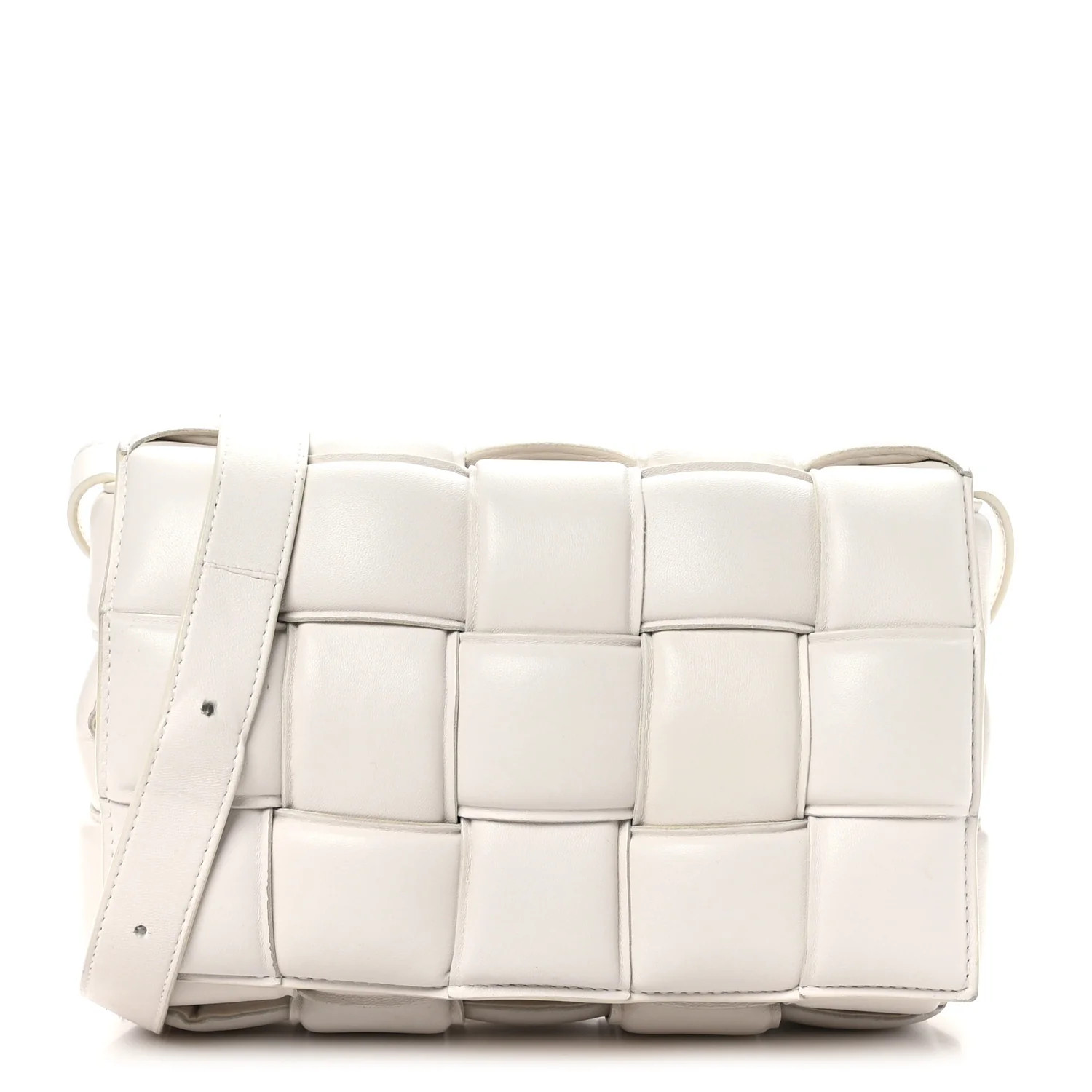 Nappa Maxi Intreccio Padded Cassette Crossbody Bag Chalk | FASHIONPHILE (US)