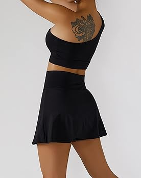 Women's Tennis Skirts Sport Bra Sets High Waisted Golf Skorts Skirt One Shoulder Sports Bra Runni... | Amazon (US)