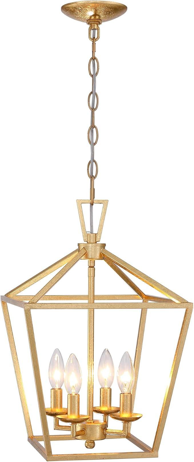 Untrammelife 4-Light Gold Lantern Pendant Light, Adjustable Height Metal Geometric Light Fixture ... | Amazon (US)