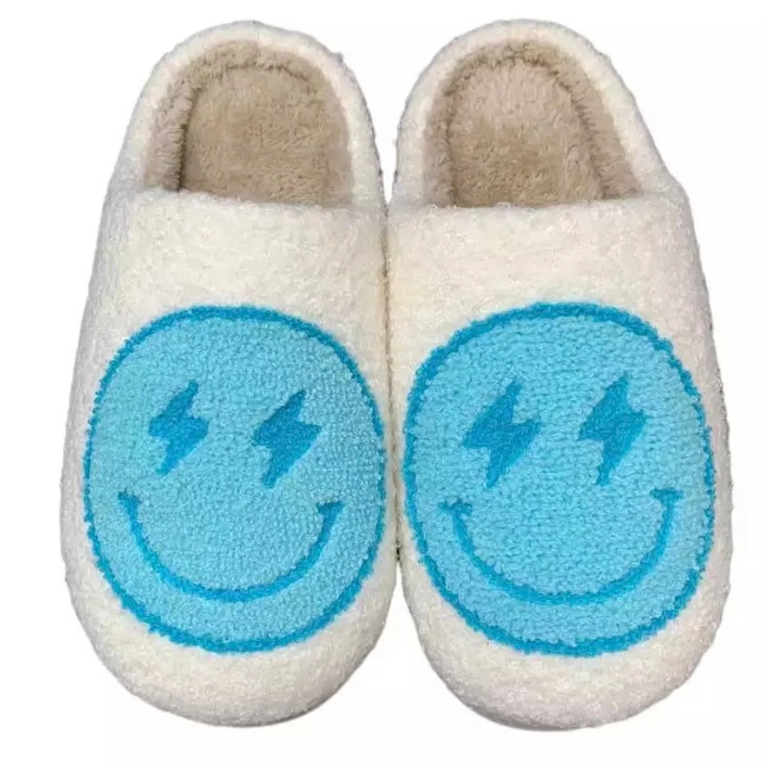 PacificPlex Womens Smiley Fuzzy Preppy Smile Slippers Retro Cozy Comfy Plush Warm Slip-on Happy F... | Walmart (US)