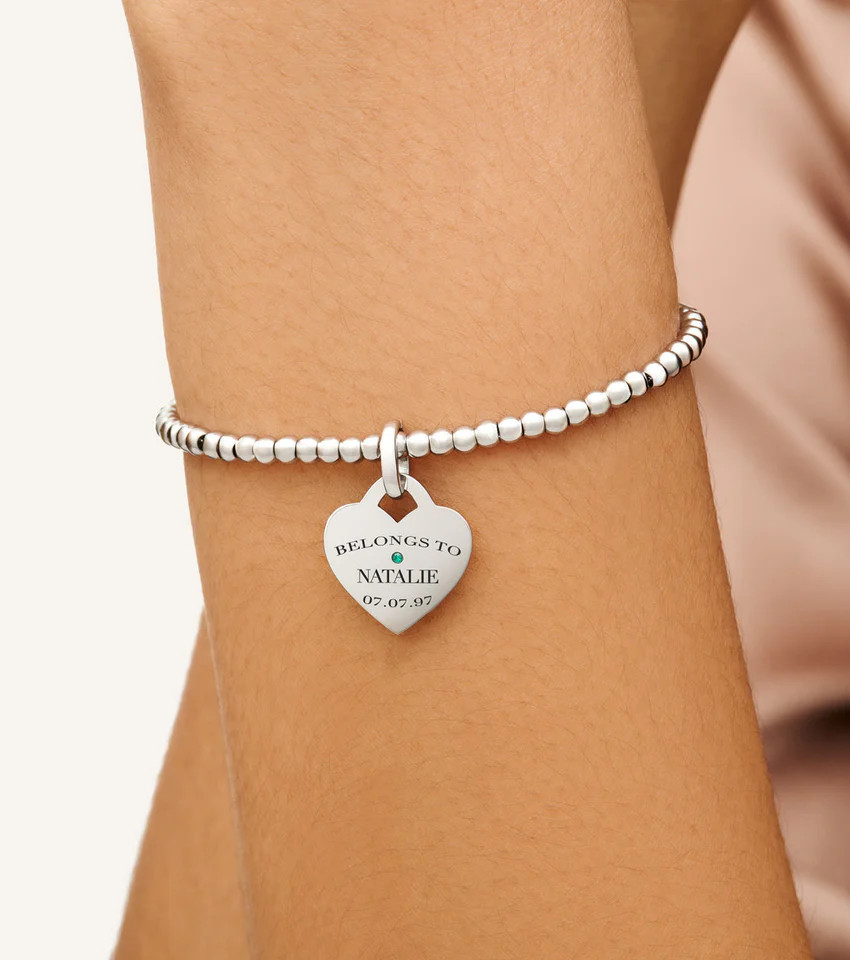 Heart Token Small Beaded Bracelet (Silver) | Abbott Lyon