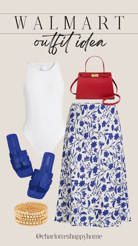 Red white and blue outfit idea! All from Walmart + Amazon! 

#summerstyle

Blue floral maxi skirt. Walmart summer fashion. Red designer inspired handbag. Blue designer inspired sandals. Walmart white bodysuit  

#LTKSeasonal #LTKFindsUnder100 #LTKStyleTip
