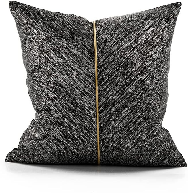 Black Gray Decorative Throw Pillow Covers Square Gold Piping Patchwork Modern Couch Sofa Pillow C... | Amazon (US)