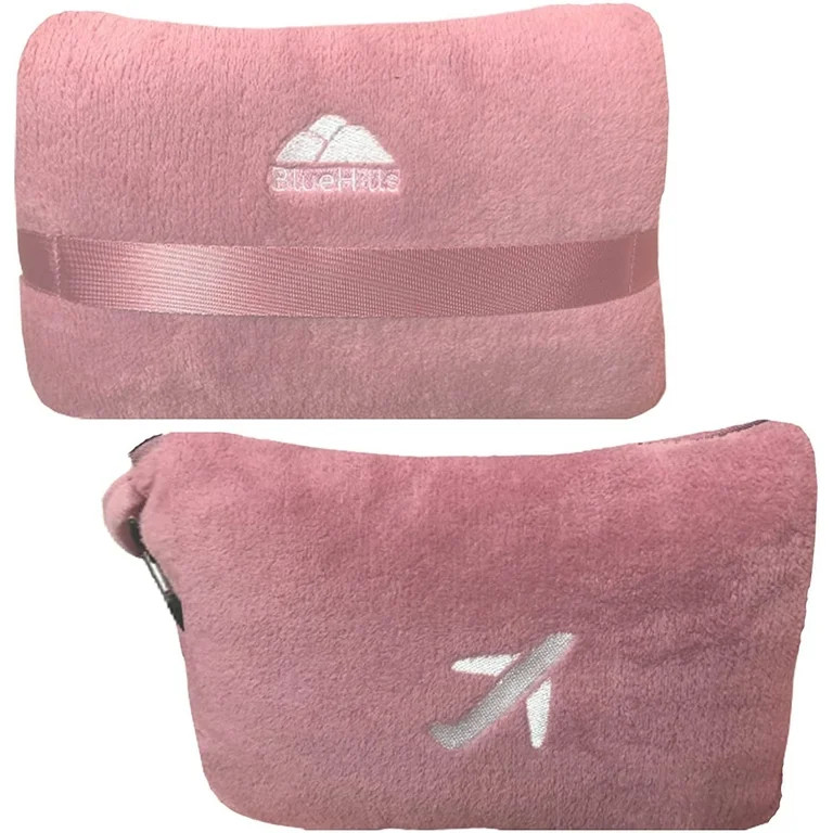BlueHills Premium Soft Travel Blanket Pillow Airplane Mini - Dusty Rose Pink | Walmart (US)
