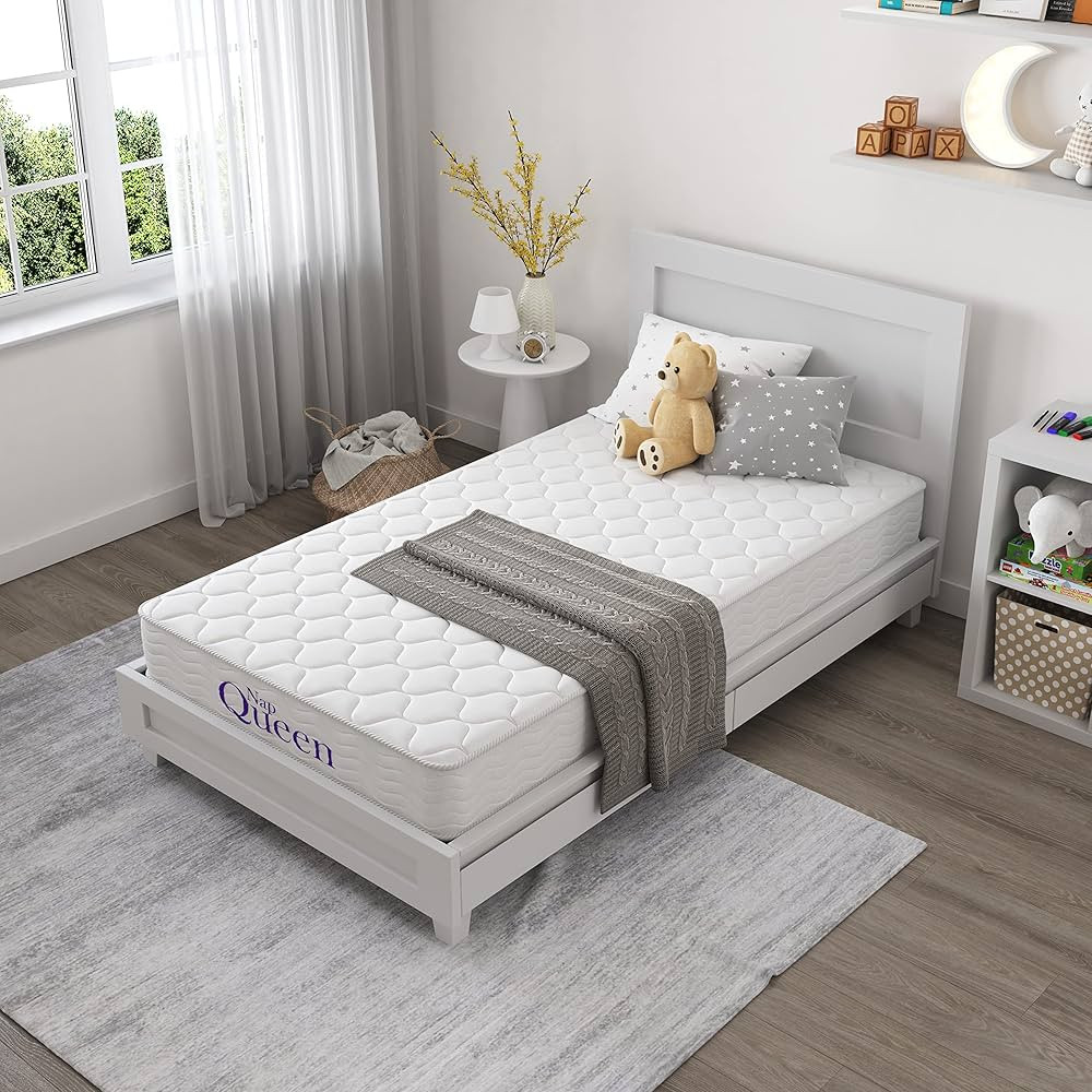 NapQueen 6 Inch Innerspring Twin Size Medium Firm Support Relief Mattress, Bed in a Box, White | Amazon (US)